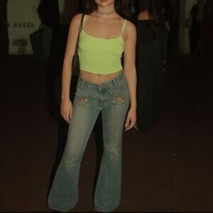 Vintage Y2K Guess jeans Low Rise Flares Embroidered Front Pockets Size 31 Womens